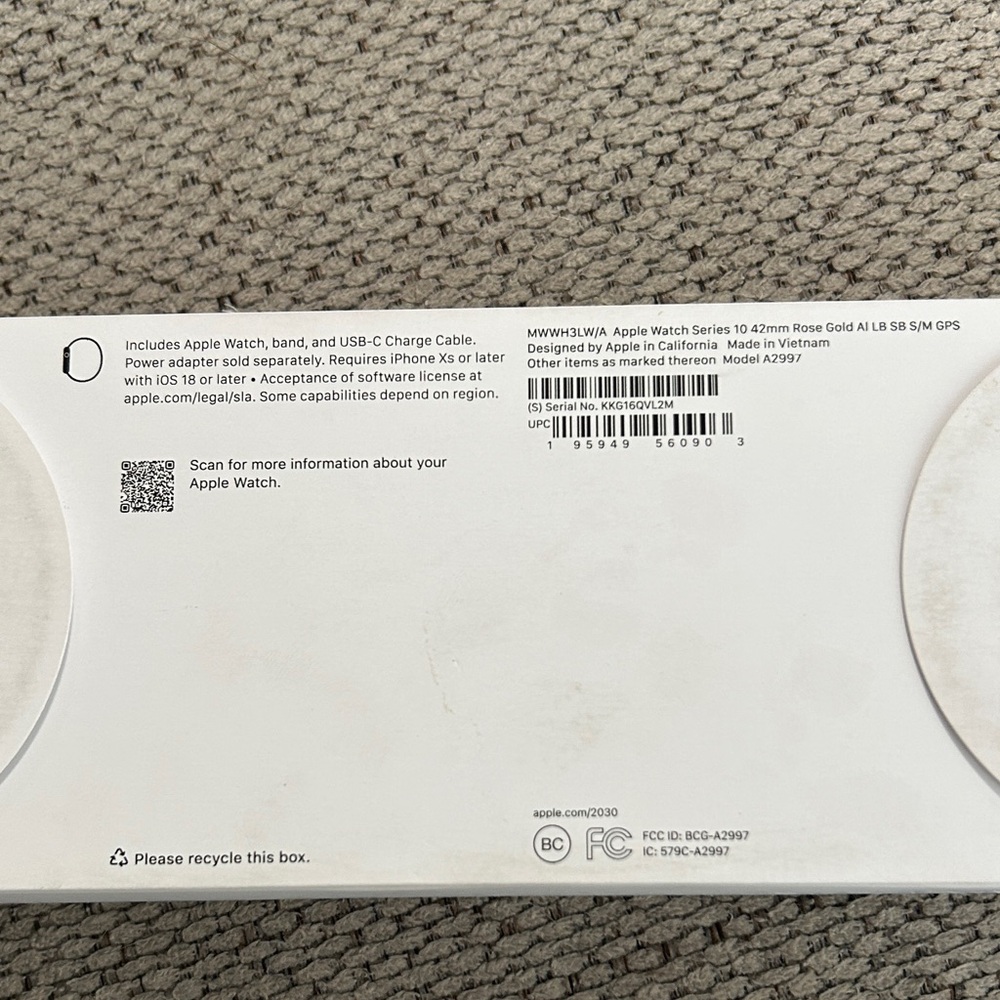 Apple Watch 10 series 42mm rose gold s/m